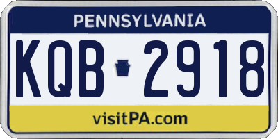 PA license plate KQB2918