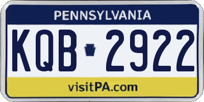 PA license plate KQB2922