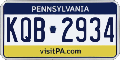 PA license plate KQB2934