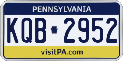 PA license plate KQB2952