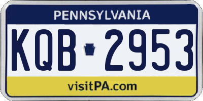 PA license plate KQB2953