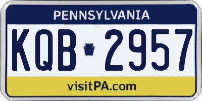 PA license plate KQB2957