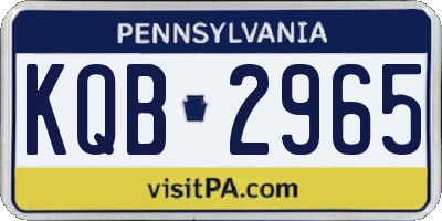 PA license plate KQB2965