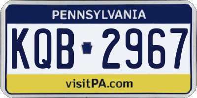 PA license plate KQB2967