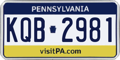 PA license plate KQB2981