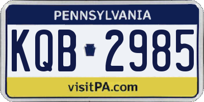 PA license plate KQB2985
