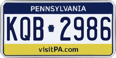 PA license plate KQB2986