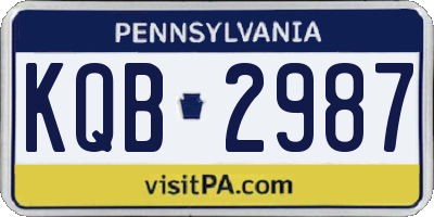 PA license plate KQB2987