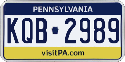 PA license plate KQB2989