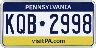 PA license plate KQB2998