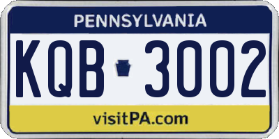 PA license plate KQB3002