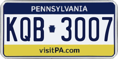 PA license plate KQB3007
