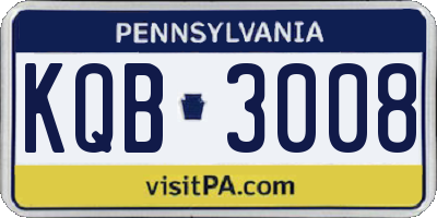 PA license plate KQB3008