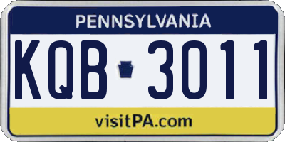 PA license plate KQB3011