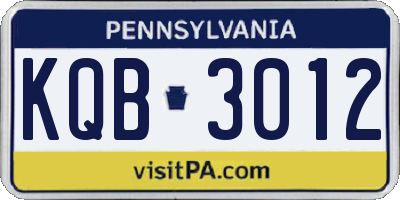 PA license plate KQB3012