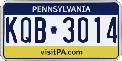 PA license plate KQB3014