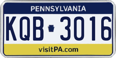 PA license plate KQB3016