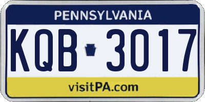 PA license plate KQB3017