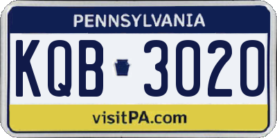PA license plate KQB3020