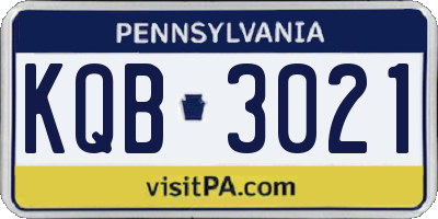 PA license plate KQB3021