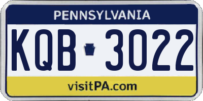 PA license plate KQB3022