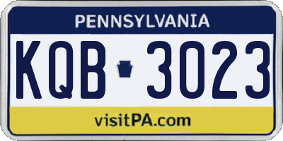 PA license plate KQB3023