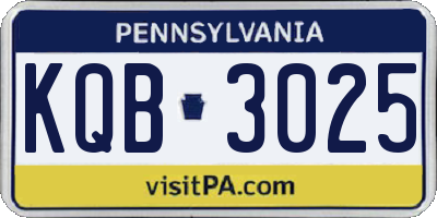 PA license plate KQB3025