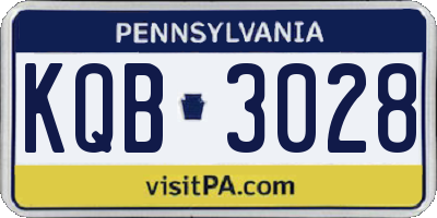 PA license plate KQB3028