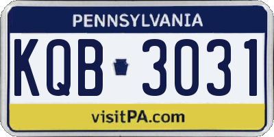 PA license plate KQB3031