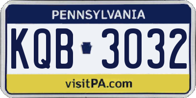PA license plate KQB3032