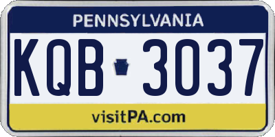 PA license plate KQB3037