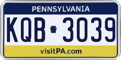 PA license plate KQB3039