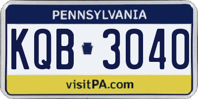 PA license plate KQB3040
