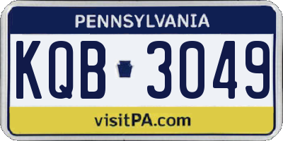 PA license plate KQB3049