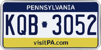 PA license plate KQB3052