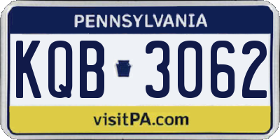PA license plate KQB3062