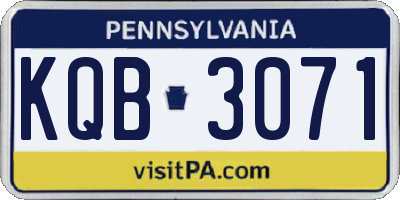 PA license plate KQB3071
