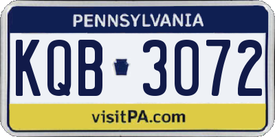 PA license plate KQB3072