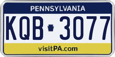 PA license plate KQB3077