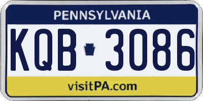 PA license plate KQB3086