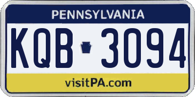 PA license plate KQB3094