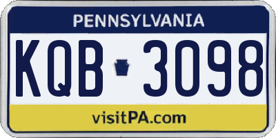 PA license plate KQB3098