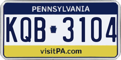 PA license plate KQB3104