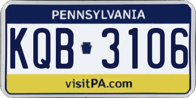 PA license plate KQB3106