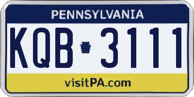 PA license plate KQB3111