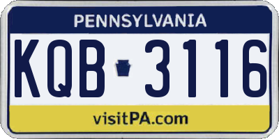 PA license plate KQB3116
