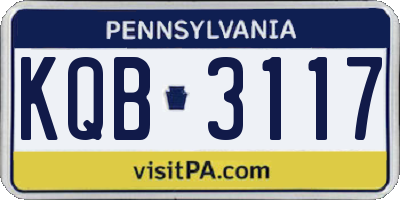 PA license plate KQB3117