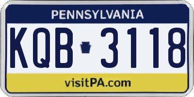 PA license plate KQB3118
