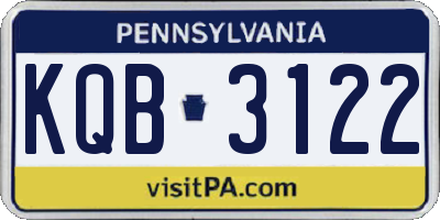 PA license plate KQB3122