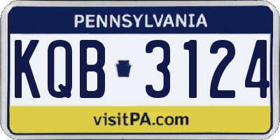 PA license plate KQB3124